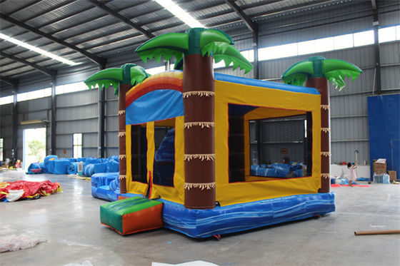 Unisex Palmboom opblaasbaar springkasteel Springkasteel met zwembad en springgebied