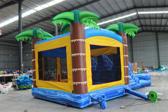 Unisex Palmboom opblaasbaar springkasteel Springkasteel met zwembad en springgebied