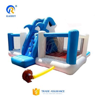Castle Kids opblaasbare haaien springhuis springer met waterglijbaan en draagbaar ontwerp