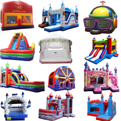 Unisex opblaasbare fun city uitrusting met springkasteel en glijcombo