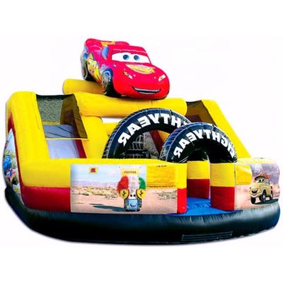 Aanpassen Dubbele glijfkarakter Monster Truck opblaasbaar springkasteel voor kinderen