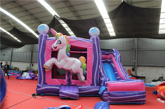 5x5m opblaasbare regenboog eenhoorn Bouncy Castle Slide Combo Customized Color Collection