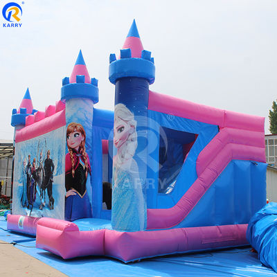 Buitenspeelplaats Aanpasbare kleur Opblaasbaar Bouncy Castle Bevroren thema Bouncer Slide