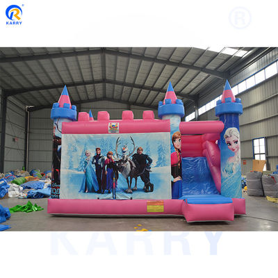 Buitenspeelplaats Aanpasbare kleur Opblaasbaar Bouncy Castle Bevroren thema Bouncer Slide