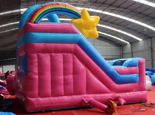 Commercieel feest verhuur 5x5.5m opblaasbaar springkasteel met glij-eenhoorn