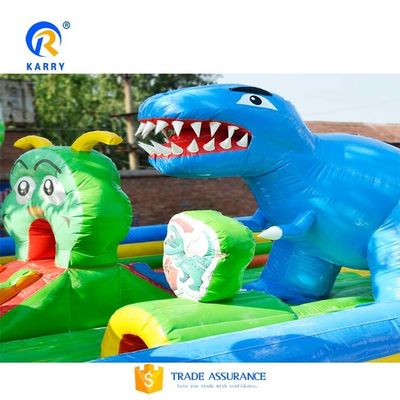 Draagbare opblaasbare glijbaan Springende leuke stad Blow Up Bouncer met dubbele brede glijbaan