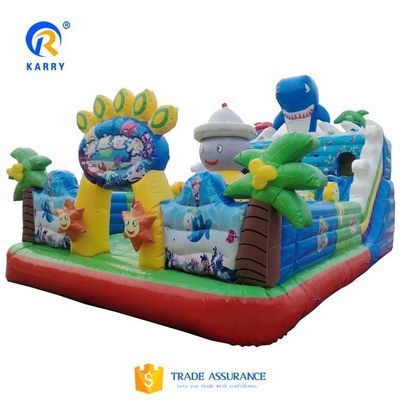 Sea World thema Big Bouncy Slide Opblaasbare Fun City Commerciële Bounce House 8x5x5.2m