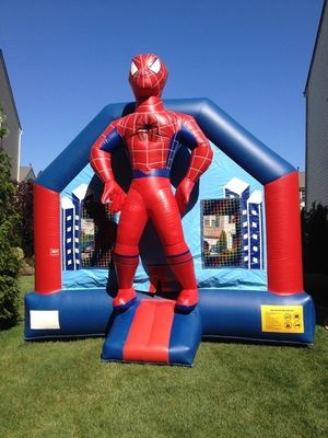 65 kg opblaasbaar springhuis in de achtertuin met glijbaan en 3D Spiderman Air Jumping Design
