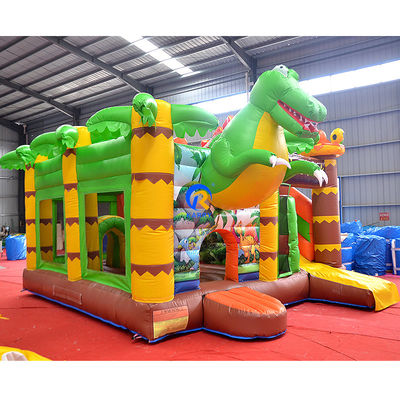 Commercieel bouncy huis pvc opblaasbare bouncer kasteel combo glijbaan in jungle dino park