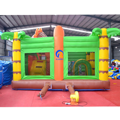 Commercieel bouncy huis pvc opblaasbare bouncer kasteel combo glijbaan in jungle dino park