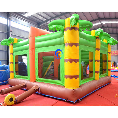 Commercieel bouncy huis pvc opblaasbare bouncer kasteel combo glijbaan in jungle dino park