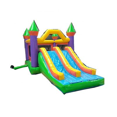 Unisex opblaasbaar springhuis Dubbel glijdend luchtspringen kasteel met PVC materiaal