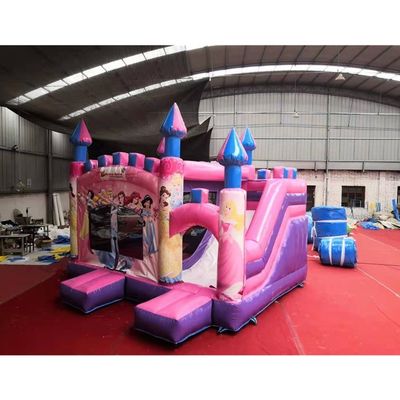 5*5*4.2m opblaasbare luchtspringen kasteel combo glijbaan voor Pink Princess