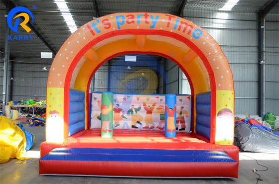 Opblaasbaar kasteel spel Big Mouth Ape Happy Animal World thema Bouncing House met glijbaan