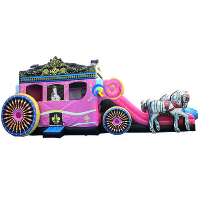 Opblaasbare uitsmijter met glij- en reparatiepakket Commercial Pink Princess Carriage Combo