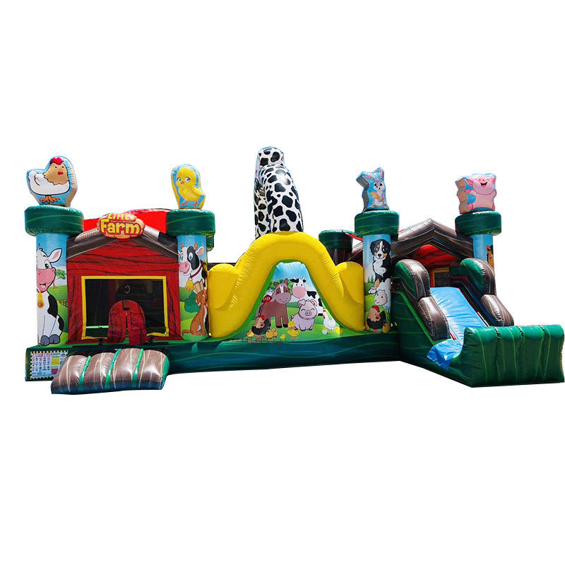 Binnen- en buitenplezier Commercieel PVC opblaasbaar boerderijdier Bouncy Castle met glijbaan