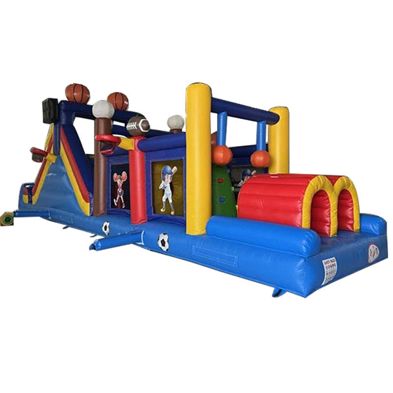 Unisex Ball Sports Game Track Land opblaasbare obstakelbaan met springhuis en glijbaan