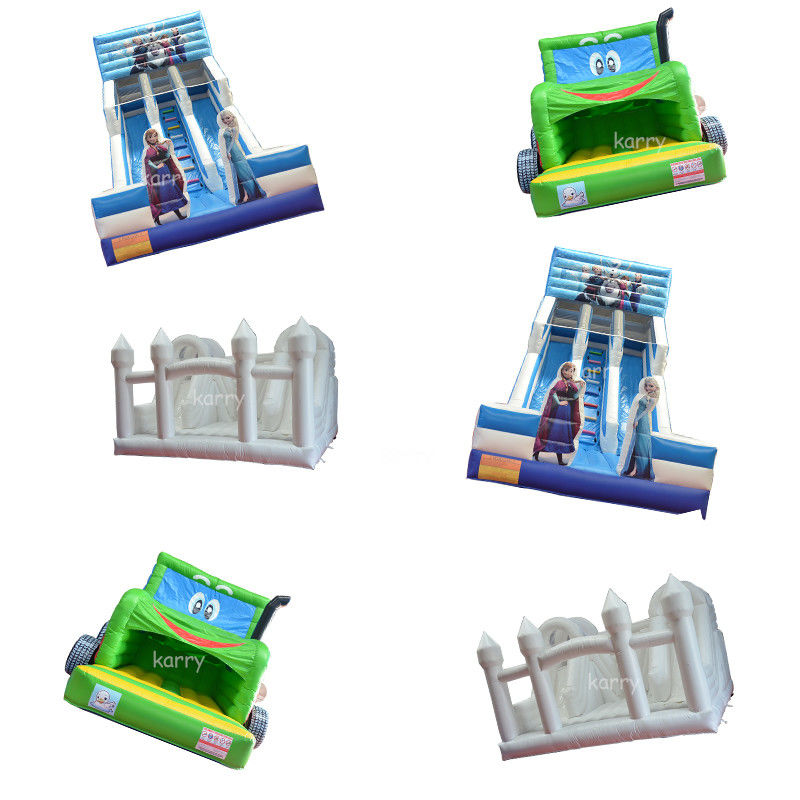 Dubbelbaan Witte Bounce House Tractor Air Bouncer Opblaasbare waterglijbaan Klaar om te verzenden