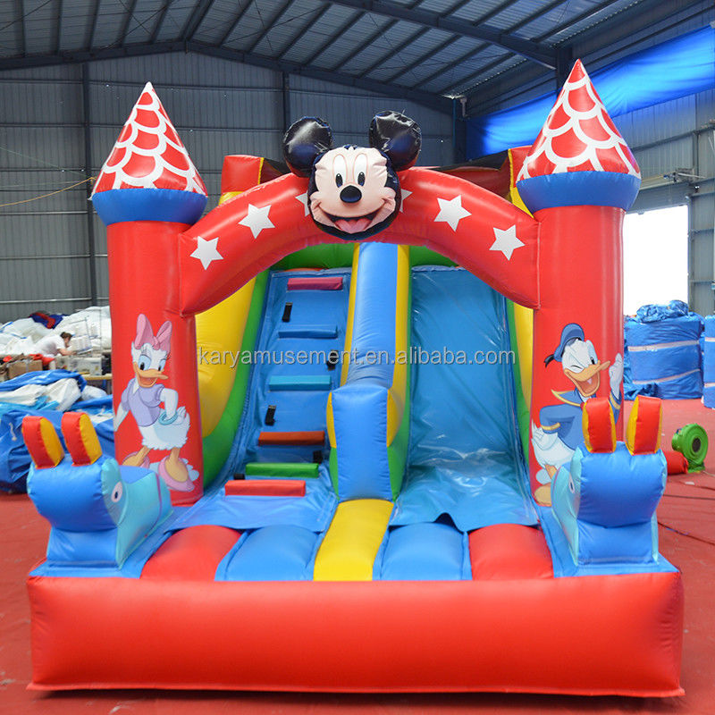 Klantgrootte 16ft Kleine kleuter glijbaan opblaasbare Mickey Droge of natte glijbaan voor sprinters