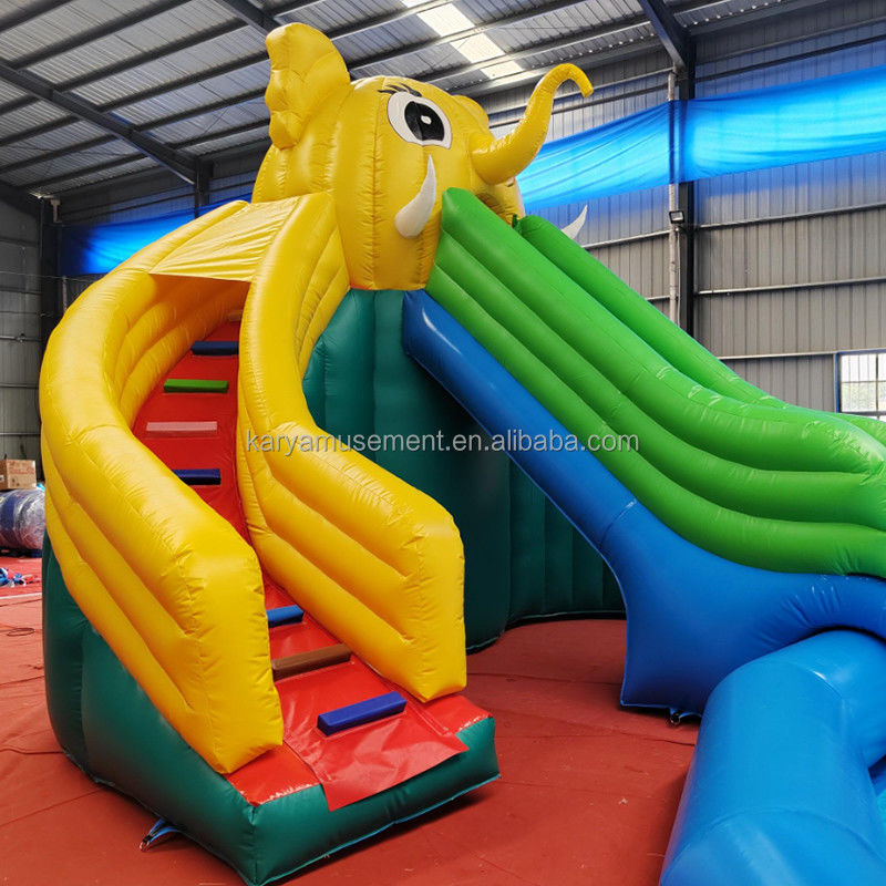 Persoonlijke kleur PVC olifant thema opblaasbare waterpark combo glijbaan voor speeltuin