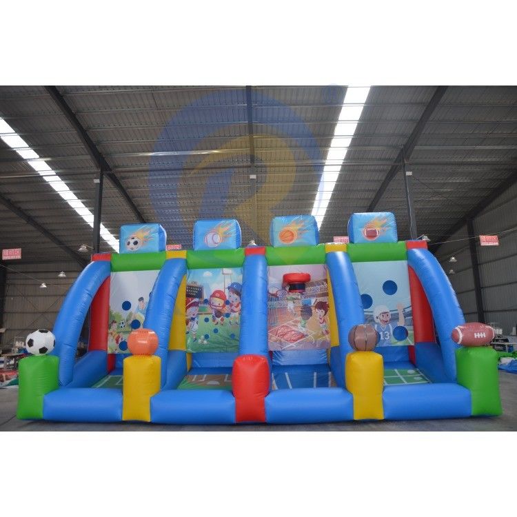 Gepersonaliseerd groot 4 in 1 opblaasbaar carnaval sport uitdaging spel voor verhuur bedrijf