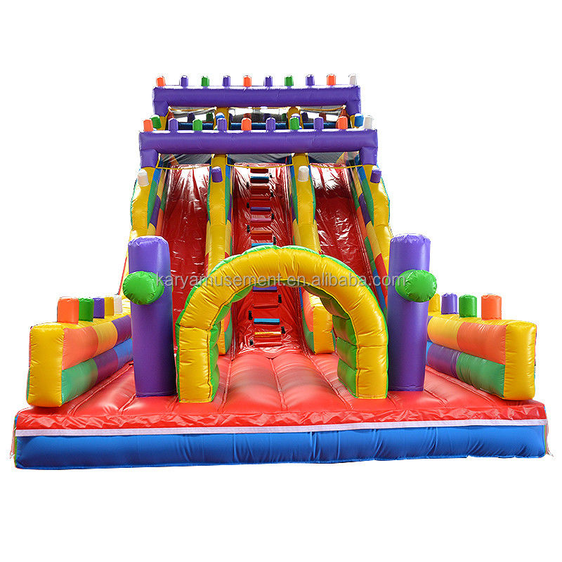 19ft breed 2 baan opblaasbare bouwblok natte en droge glijbaan voor kinderen park feest buiten