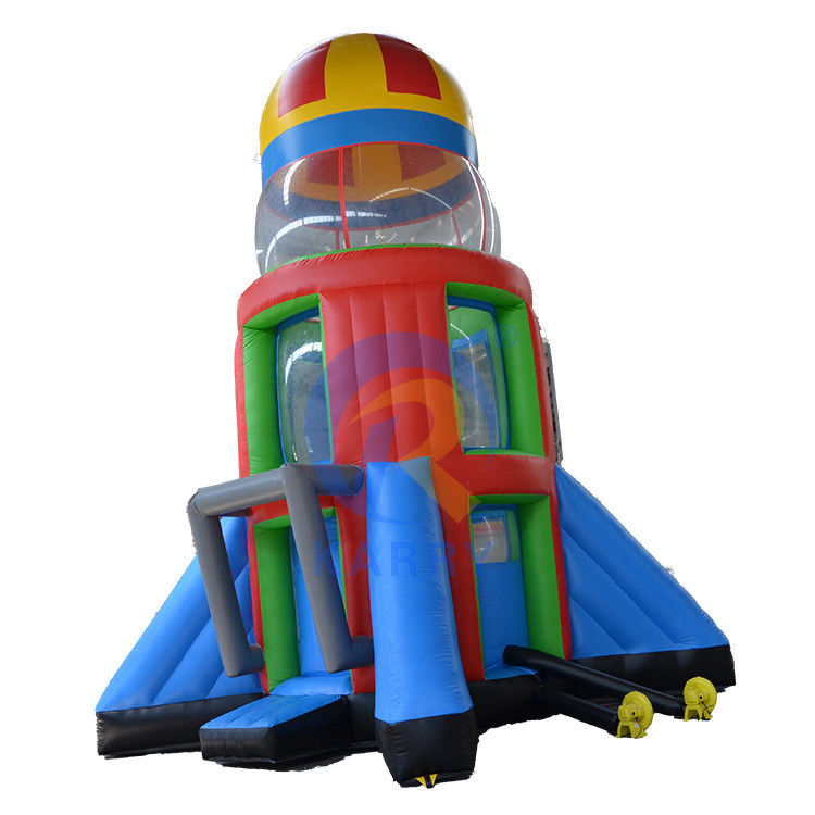 Custom Logo Printed PVC opblaasbare raket Airborne Adventure Game voor kinderen en volwassenen