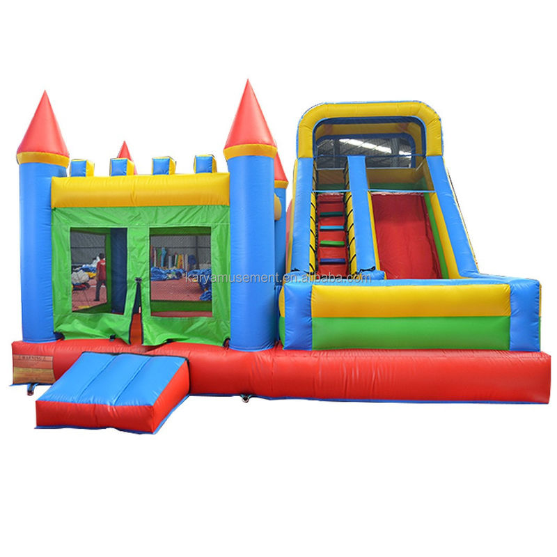 Kenmerken PORTABLE PVC Rood N Blauw Opblaasbaar Kasteel met zwembad N Glijbaan Bouncer House
