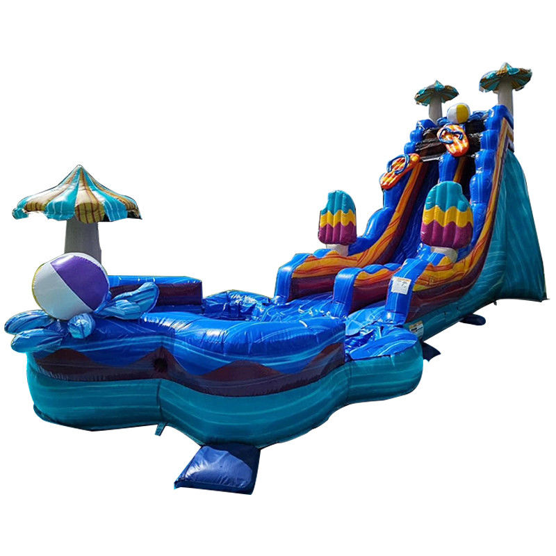 Stimulerende oceaankleur waterglijspellen PVC opblaasbaar met groot bloemvormig zwembad