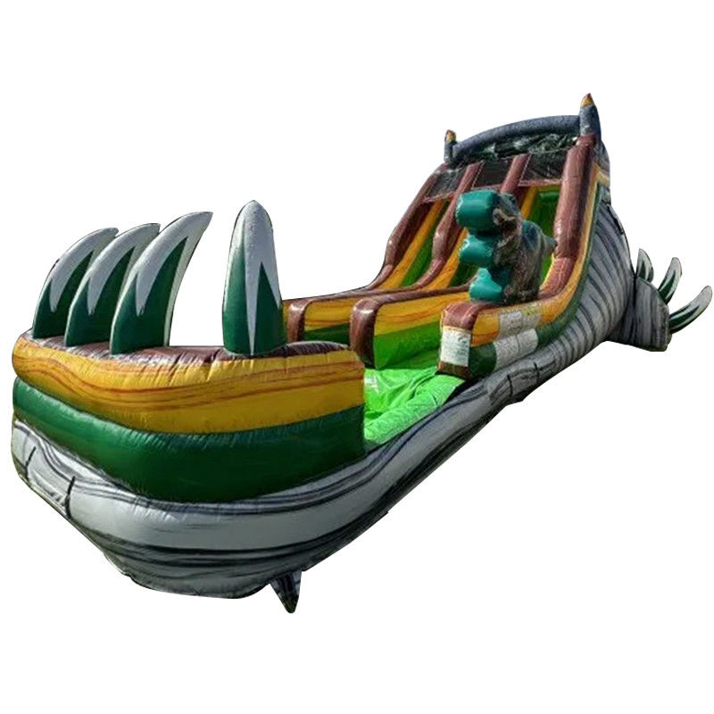 Maximale capaciteit 100-500 kg Grote springwoud Dino waterglijbaan voor commerciële verhuur