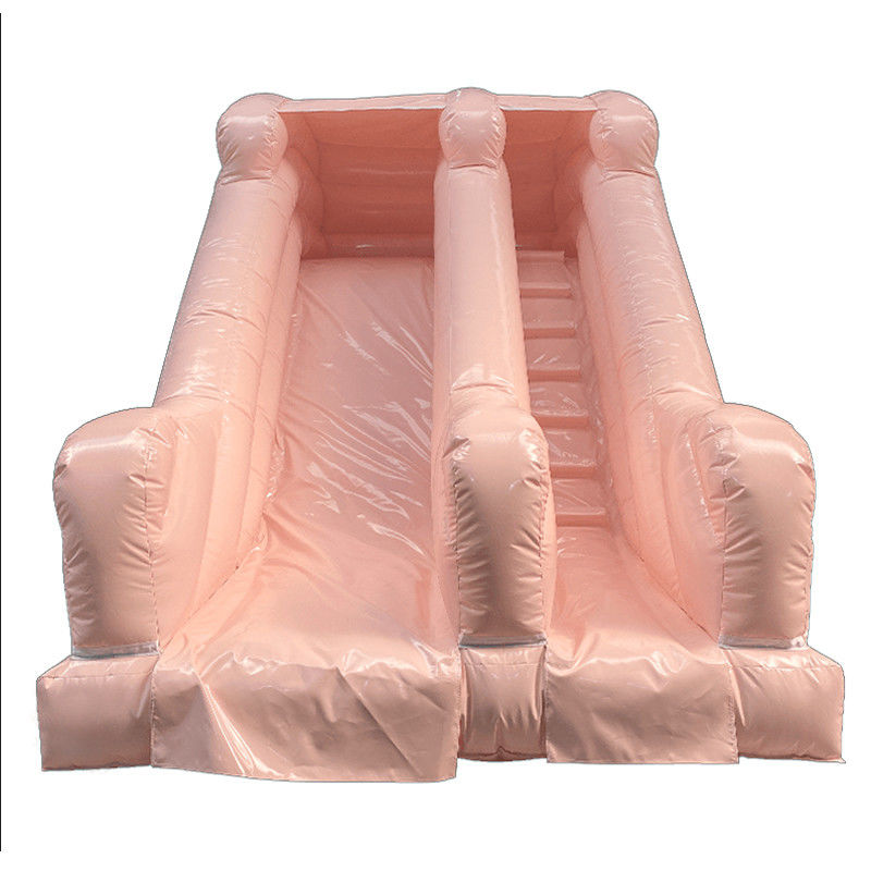 Outdoor commerciële PVC chocolade kleur opblaasbare droge of natte glijbaan voor feestverhuur
