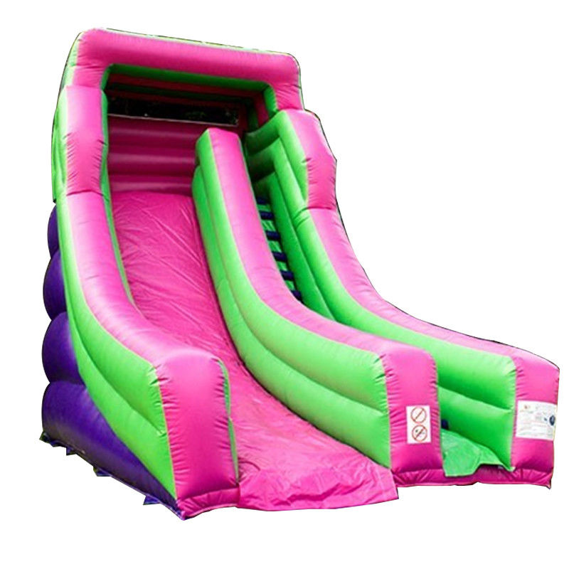 Grote opblaasbare droge glijbaan in aangepaste kleur voor commerciële gelegenheden in het waterpark