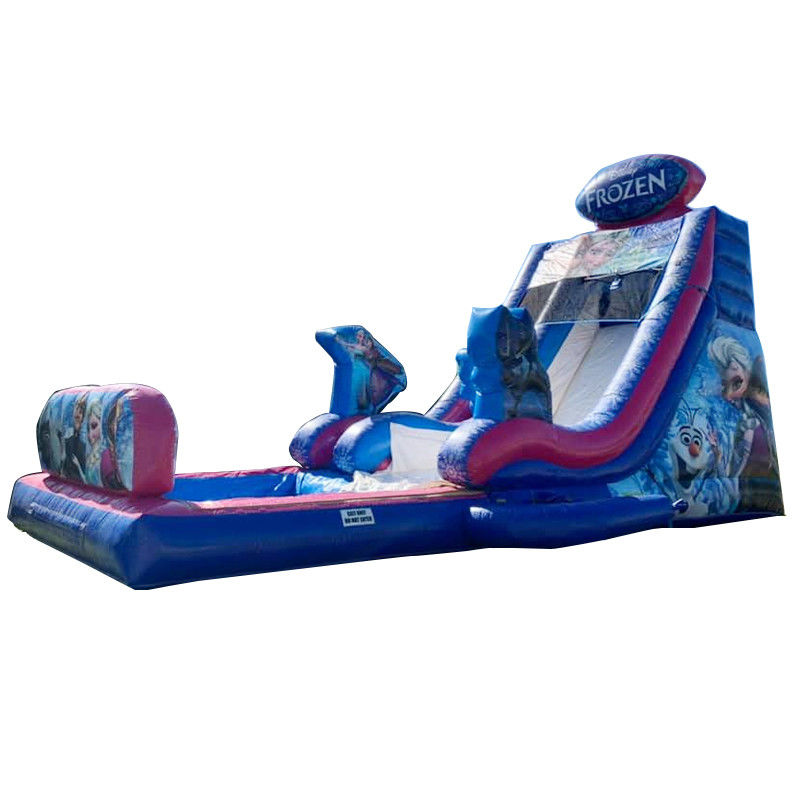 Maximale capaciteit 100-500 kg opblaasbare bevroren bounce house waterglijbaan met groot zwembad