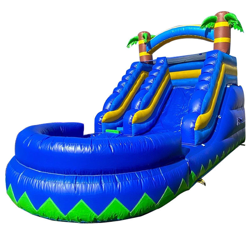 Kleine waterglijbaan opblaasbaar met zwembad Zomer Palmboom Klein Blauw Kind Speelgoed Glijbaan