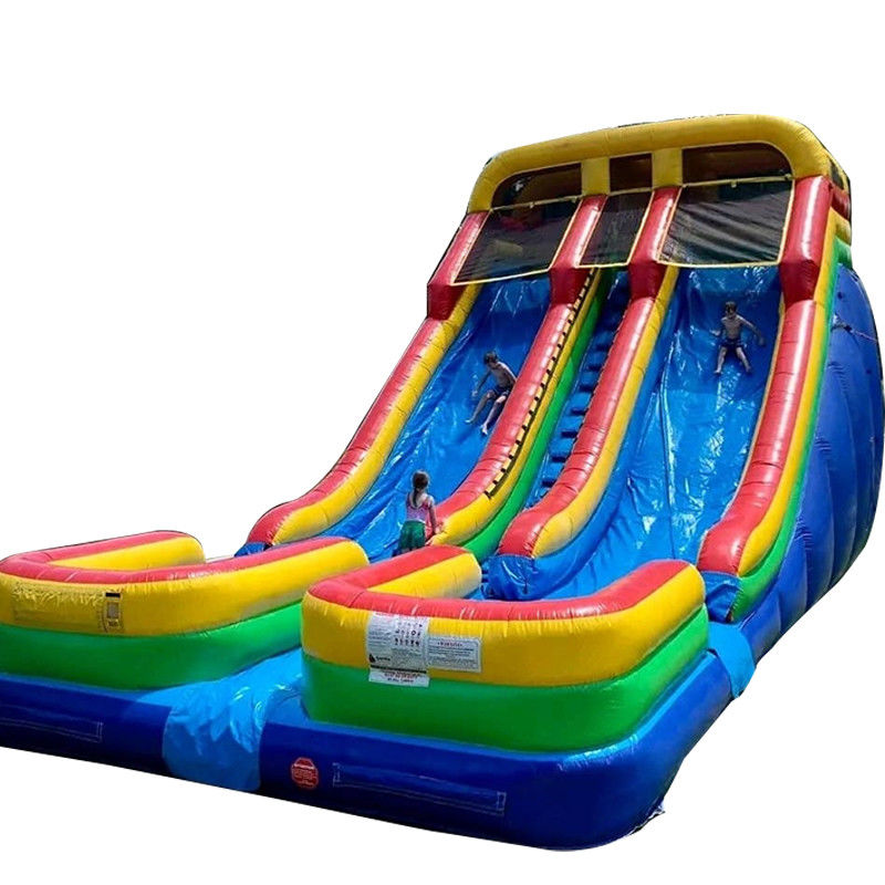 0.55mm PVC Tarpaulin Dual Pool Waterglijbaan opblaasbaar voor 5-10 rijders en extra groot