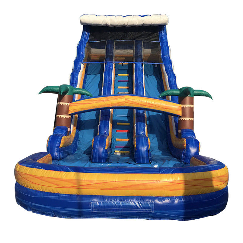 Persoonlijke maat Commerciële PVC waterglijbaan opblaasbaar met zwembad en afneembare ladder