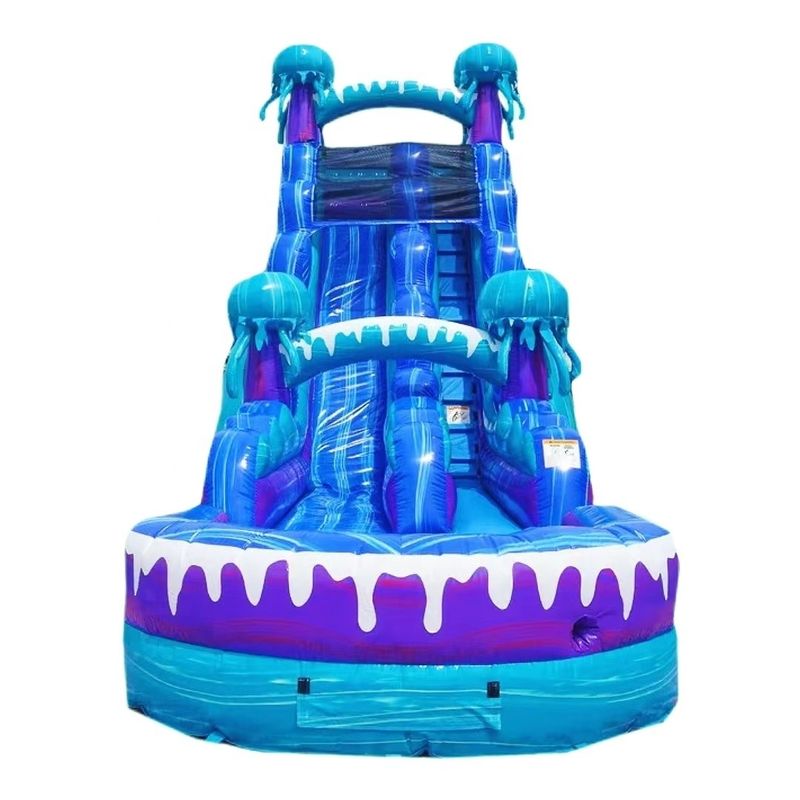 Buitenpark Vermaakapparatuur 36ft Kleurrijke opblaasbare waterslide met zwembad