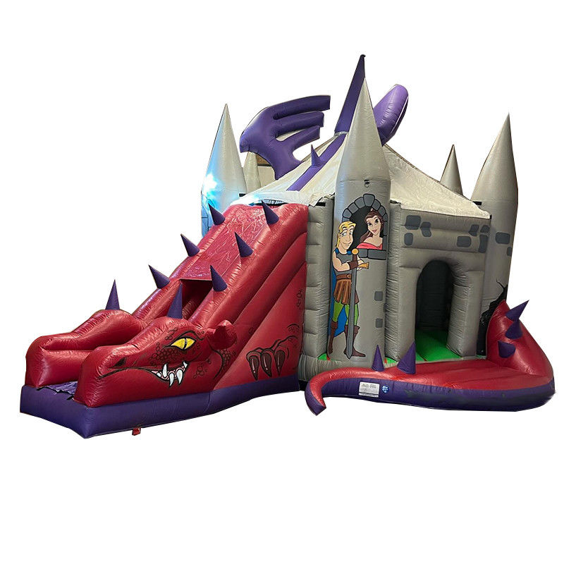 Red Dinosaur Bouncy Castle met glijbaan hoe je je draak kunt trainen opblaasbaar bounce huis