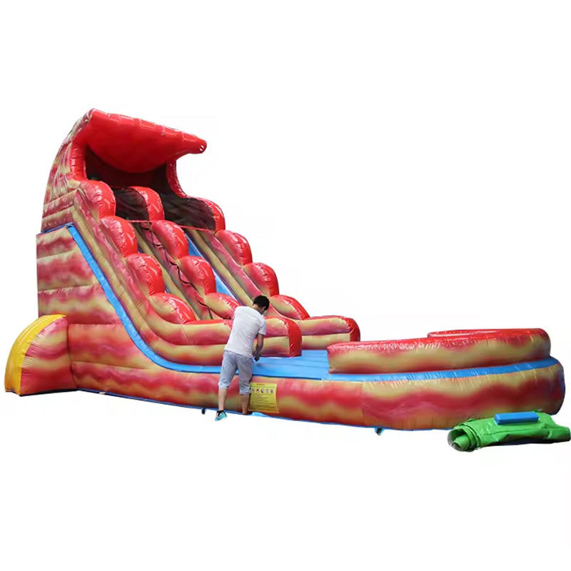 Kleurrijke commerciële opblaasbare waterslide en zwembad voor waterpark amusement