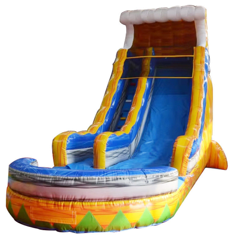 EN71/CE gecertificeerde commerciële kwaliteit gele opblaasbare waterslide voor kinderen