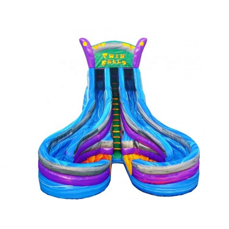 Achtertuin Fun Grote opblaasbare waterslide met twee baan nat glij en 0,55 mm Plato PVC