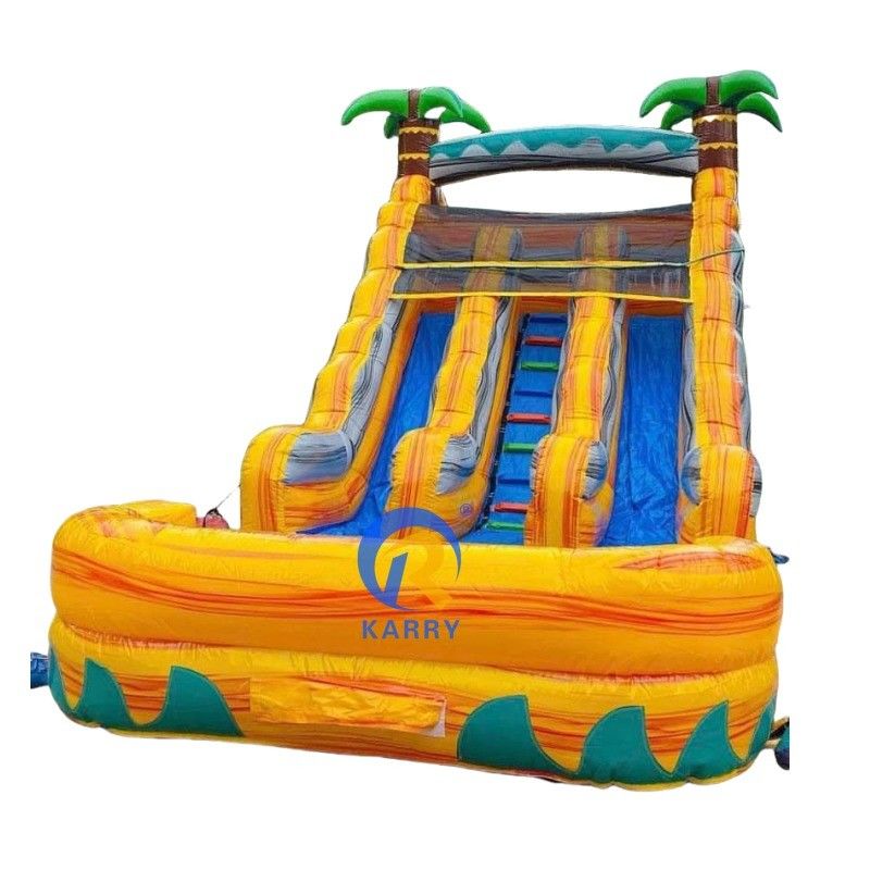 Op maat gemaakte opblaasbare pvc-kasteel springhuis met waterglijbaan en reparatie-accessoire