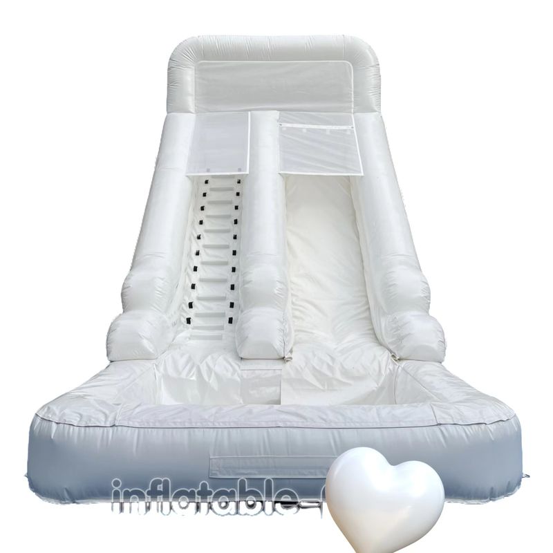 Indoor commercieel huren opblaasbare waterslide met zwembad in de zomer Pure Color Fun