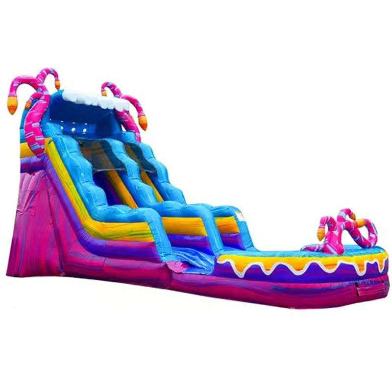 Commerciële waterglijbaan opblaasbaar met splashpool aangepast kleur en grootte