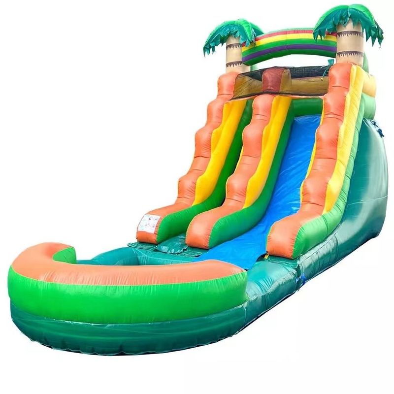 Aangepaste PVC luchtwaterglijbaan voor kinderen en volwassenen in groot commercieel opblaasbaar park