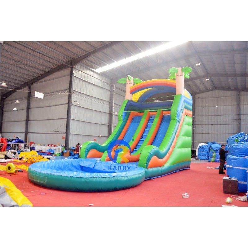 Gepersonaliseerde kleur Grote springkasteel combo met Pool Digitale Printing en Steep Slide