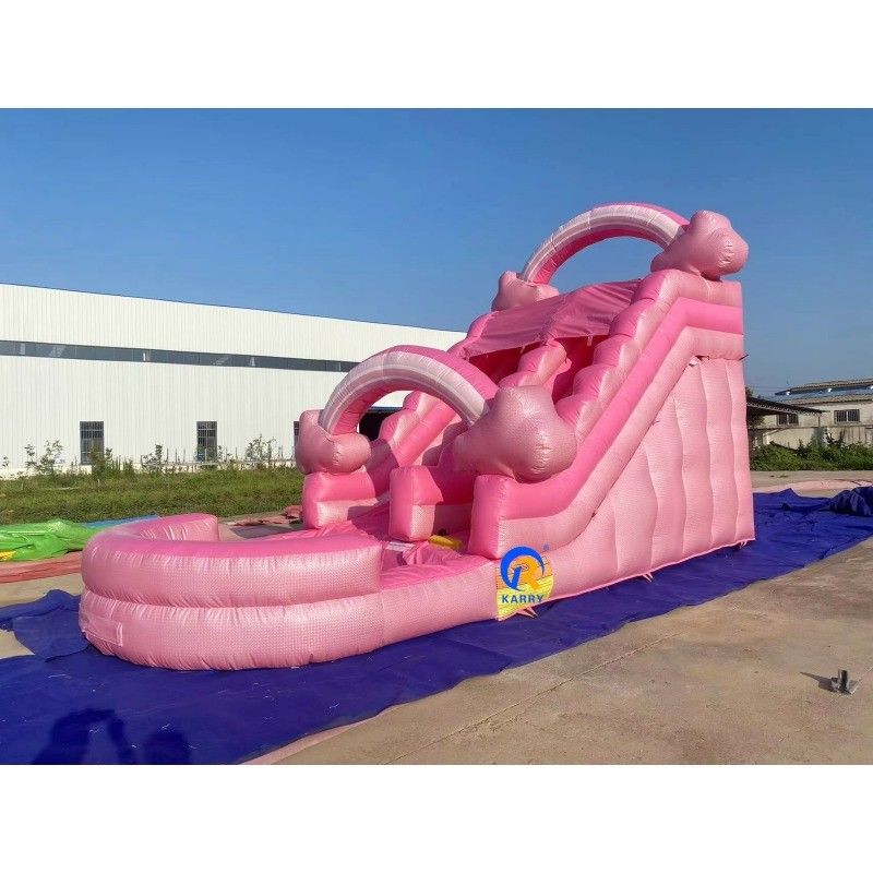 Unisex Mega Pink opblaasbare waterslide met water zwembad en bounce house combo all-in-one