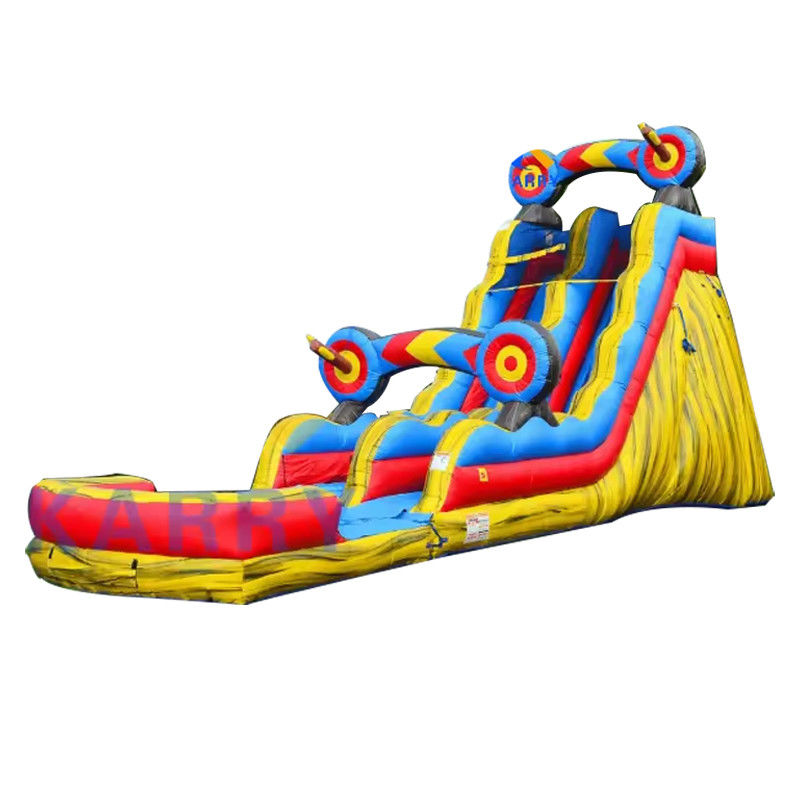 Karry Target 0,55 mm PVC-doek Gele Magische kleur Opblaasbare waterslide met zwembad