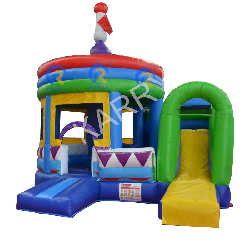 Draagbaar cilindrisch PVC springkasteel met zijglijbaan en opblaasbare koepel De ultieme feestbeleving
