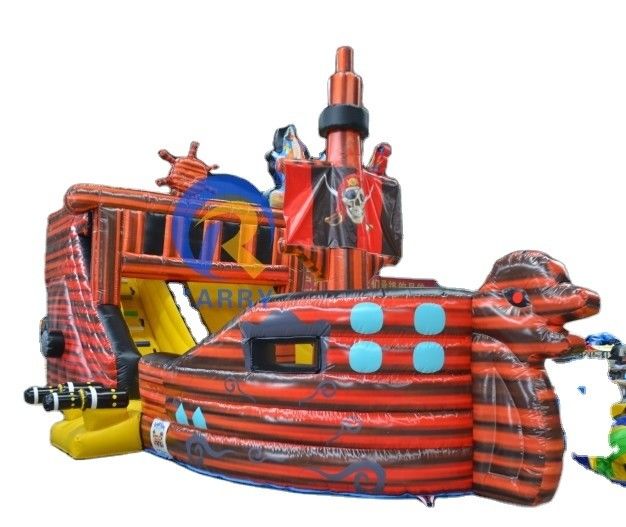 Gemakkelijk op te zetten piratenschip opblaasbaar springhuis voor buitenspel van kinderen